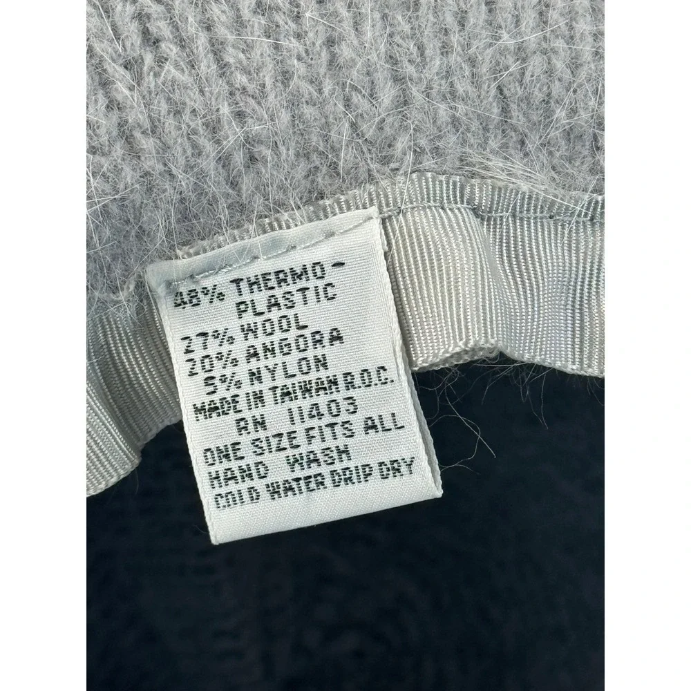 Angora‎ Blend Beanie Hat Grey Soft Warm Cozy Winter One Size